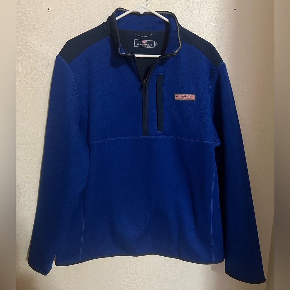 VINEYARD VINES Mountain Fleece Casual Quarter Zip Blue on Blue Men's Size‎ Large